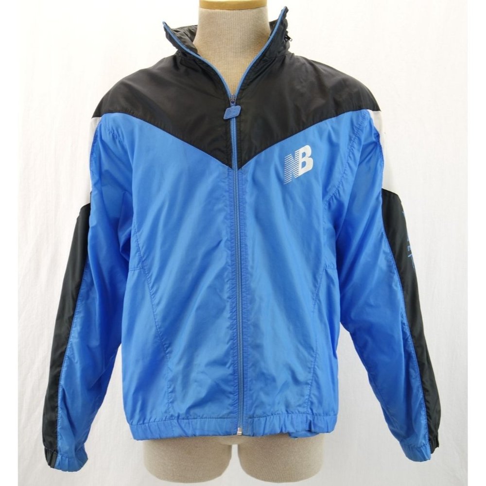 VTG AUTH New Balance Windbreaker | Sz M, Black/Blue/White Colorblock Jacket